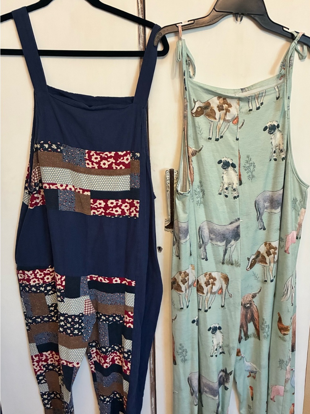 Women's Navy Patchwork Strap and farm animal Jumpsuits